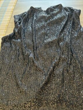 Nicole Miller Black Sequin Mock Neck Camisole